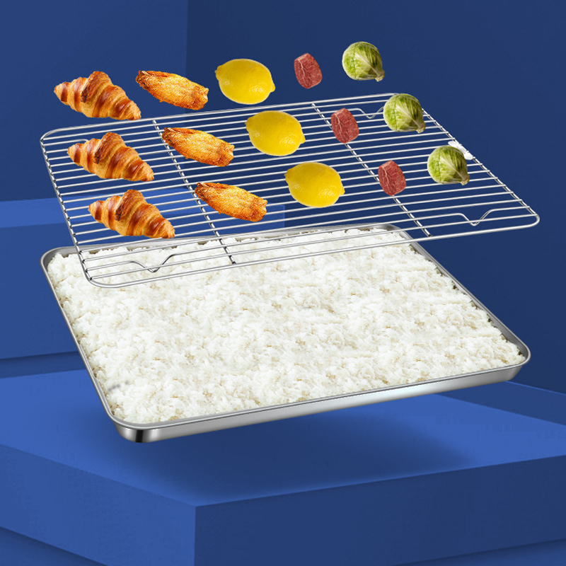 Stainless Steel BBQ Grill Mesh Wire Steaming Rack Non Stick Baking Tray Kitchen Vegetables Bread Cooling Rack Kitchen Tools