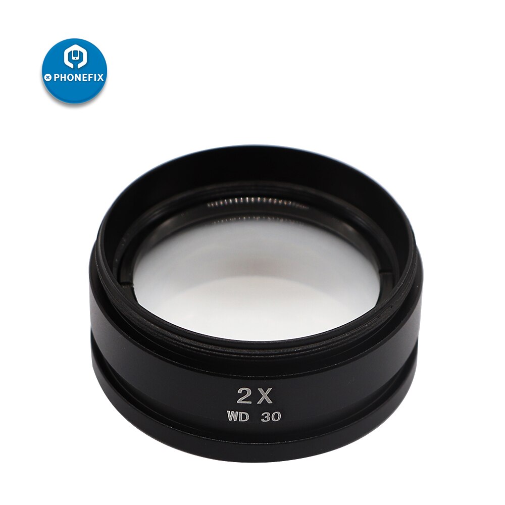 Microscopio de lente objetivo auxiliar Barlow, Trinocular auxiliar para microscopio Lente de Cristal, Zoom estéreo, WD165, 0.5X, 0.7X, 1.0X, 2.0X