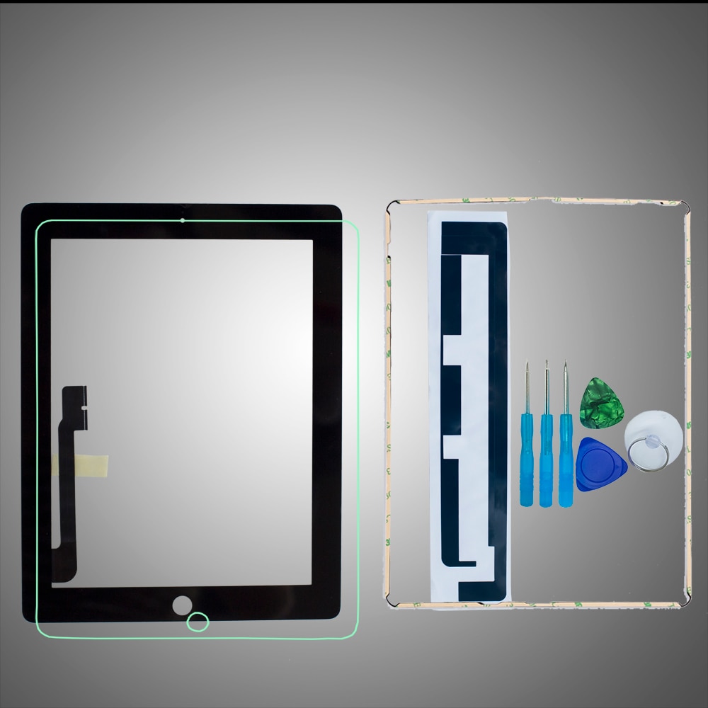 Voor Ipad 2 A1395 A1396 A1397 Touch Screen Digitizer Sensor Glas Panel Met Midden Frame + Gereedschap + Gehard Glas + Adhesive