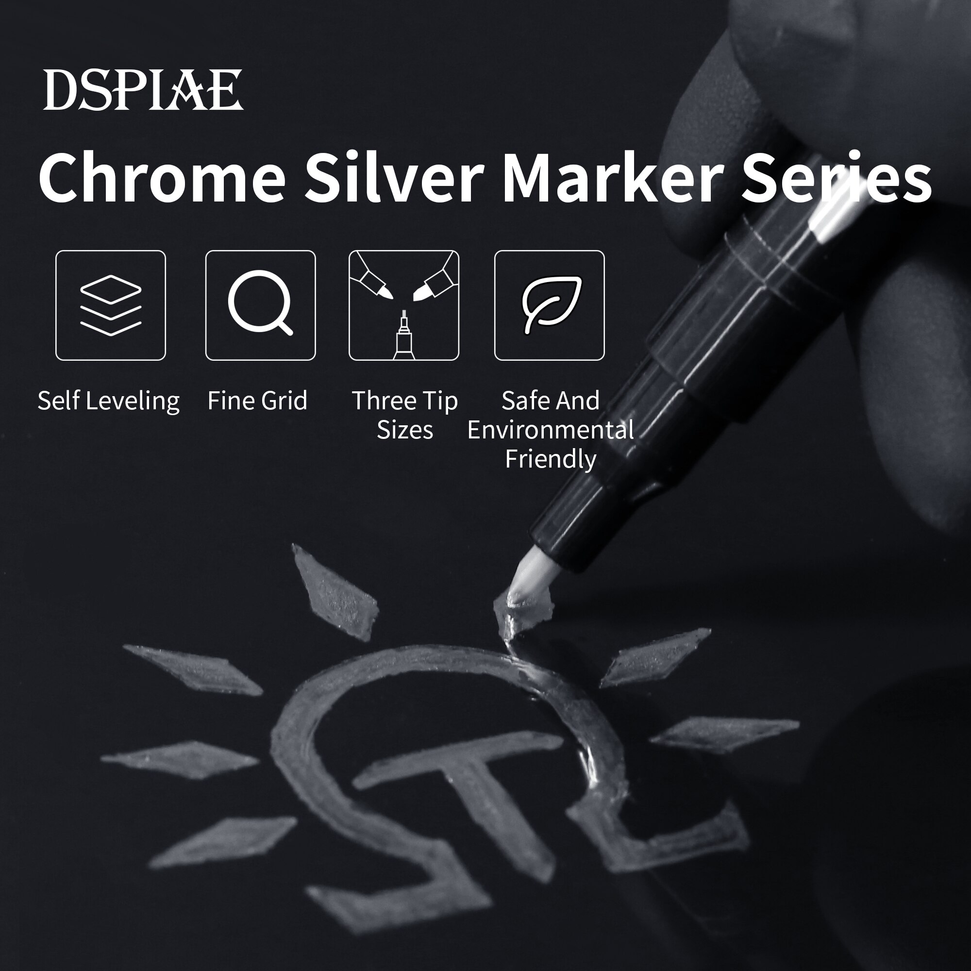 DSPIAE Chrome Silver Markers Thick / Fine / SuperFine