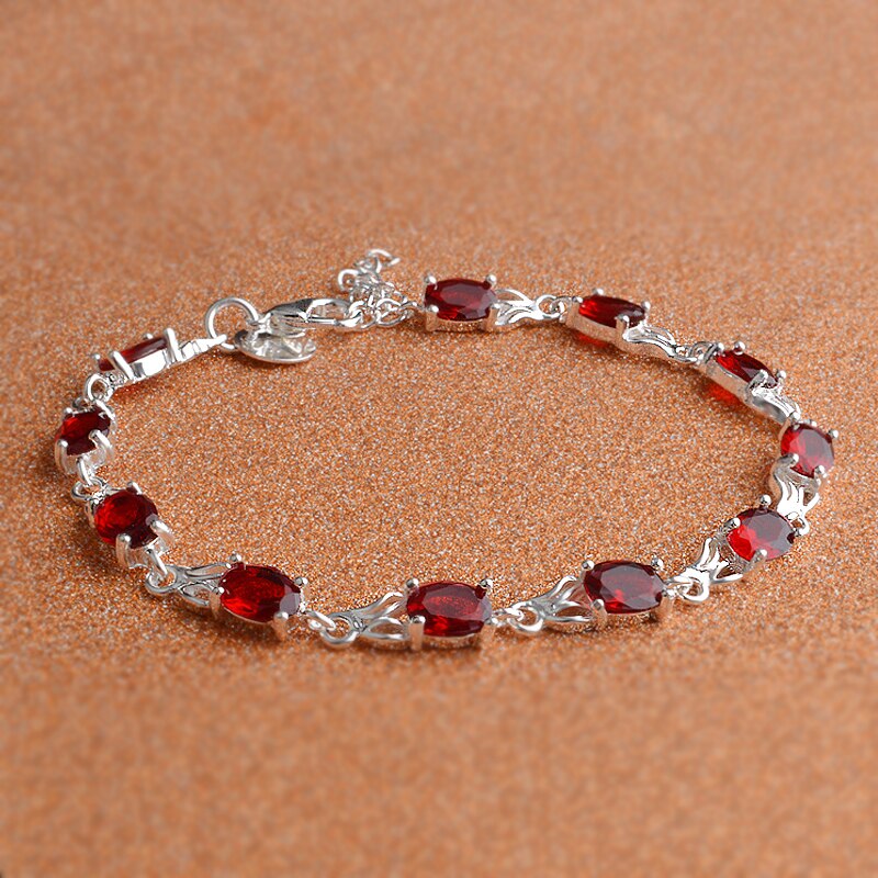 Top Luxe Rode Cz Armbanden Voor Vrouwen 925 Sterling Zilver Silvercharm Armbanden Armband Sieraden