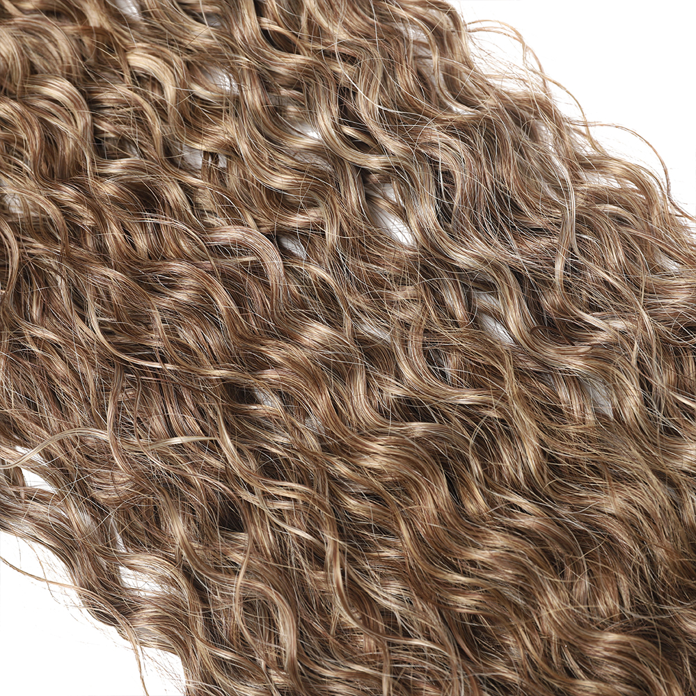 Synthetic Curly Hair Bundles Water Wave Hair Extension 1PCS/Pack 50g red-orange Color Gold Heat Resistant Fiber Kinky Curly Hair: 1B/27HL / 30inches