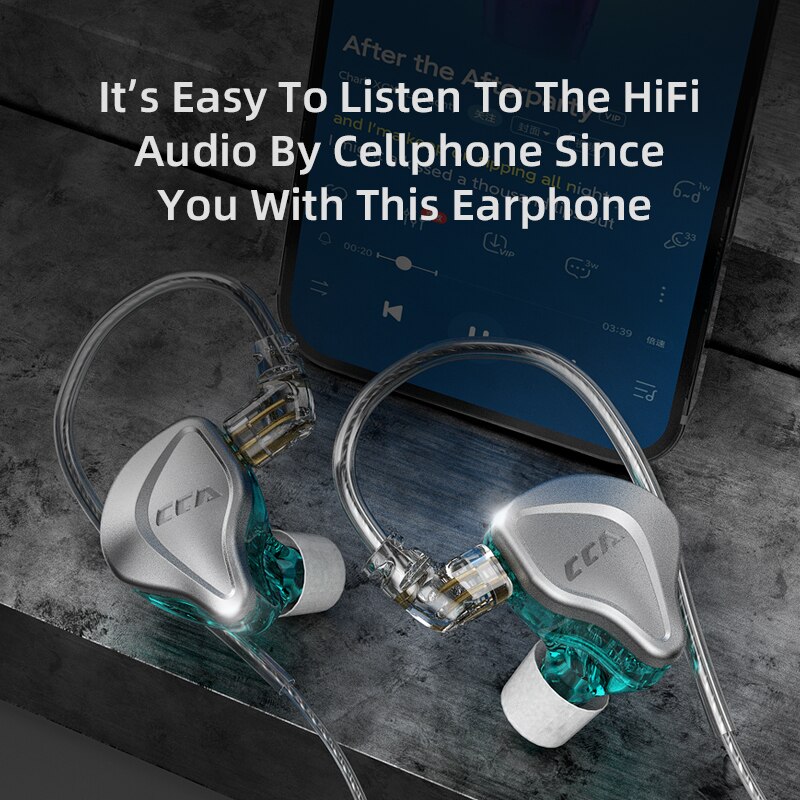 Cca nra hifi-in-ear-kopfhörer mit elektrostatischem und dynamischem treiber, kabelgebundenem headset und geräuschunterdrückung, cca  c12 zsn pro