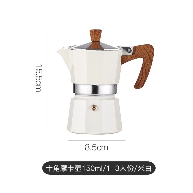 Juego de estufa eléctrica portátil para café, cafetera Moka de 10 puntas, cafetera casera de extracción italiana, Realme: 150ml white