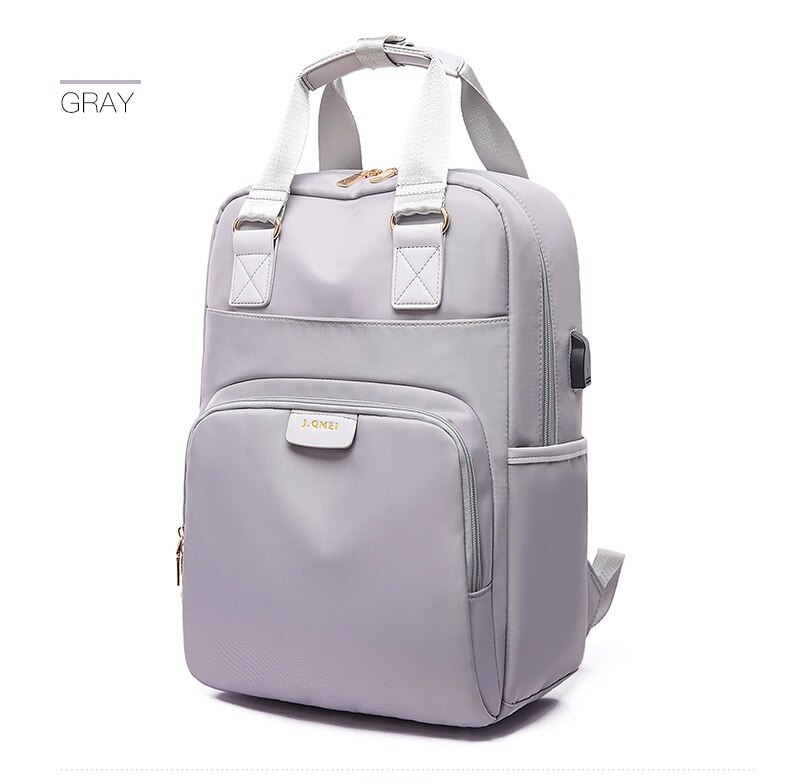 Laamei waterdichte laptoprugzak, damesrugzak, 13-15.6 inch rugzak, damesrugzak, oxford doek, zwart: Grijs / 15.6 inch