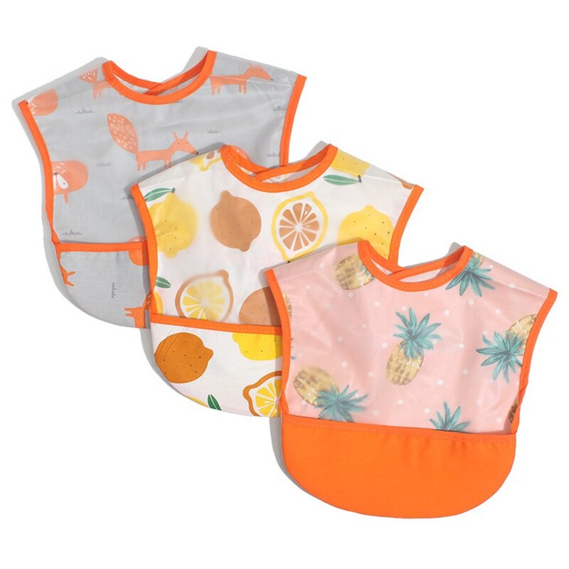 EVA Waterproof Baby Bibs Sleeveless Baby Boys Girls Bib Kids Fox Dinosaur Cactus Baby Feeding Bibs with Pocket Child Apron Smock
