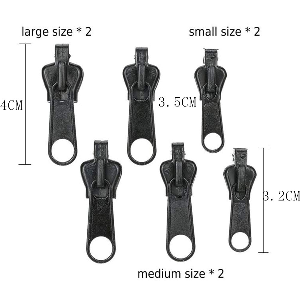 6Pcs Fix Zipper DIY Zip Slider Repair Kit Replacement For Zip Fastenings Sewing Tailor Tools Clothing Accessories