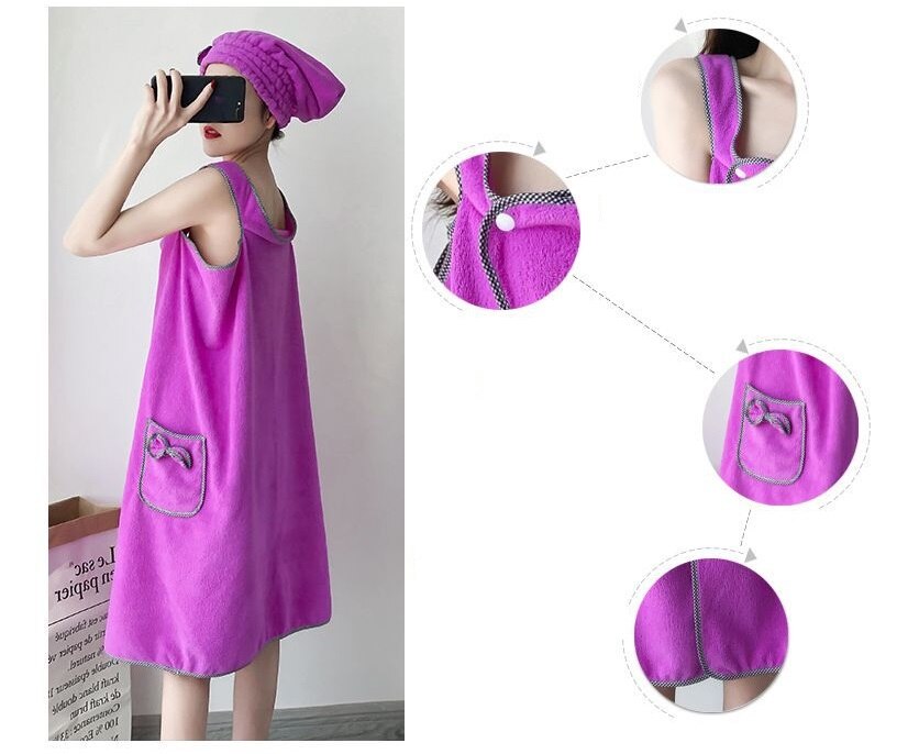 4 pièces/ensemble absorbant serviette enroulée corail polaire chemise de nuit jupe soutien-gorge serviette de bain microfibre serviette dame bonnet de douche bandeau ensemble adultes