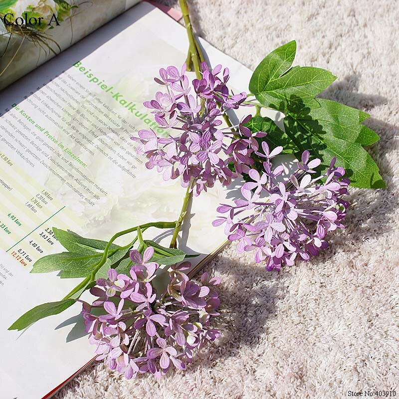 Isländsk lila blomma boll gren siden konstgjord blomma fleur artificielles för hem bröllop dekoration fotografering flores: A