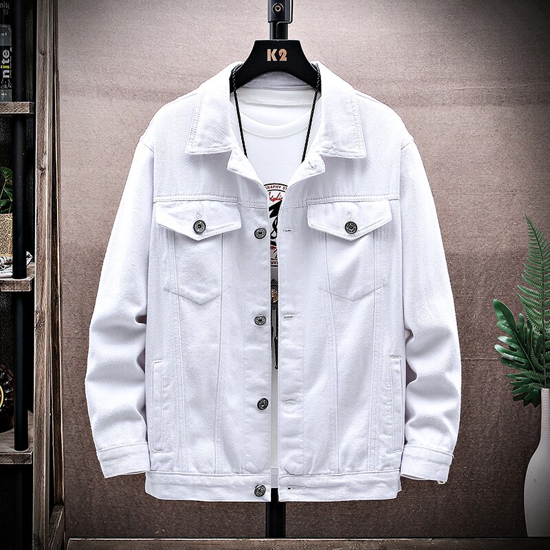 Chaqueta vaquera Rosa pura para hombre, Cazadora bomber de , prendas de vestir exteriores: Blanco / XXXL