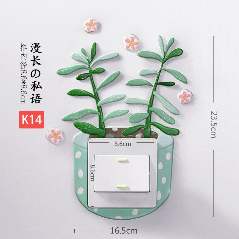 Home Decorations Wall Stickers Switch Protection Sticker Night light Switch Stickers Cartoon Cactus Unicorn Dino Switch Sticker: Coffee