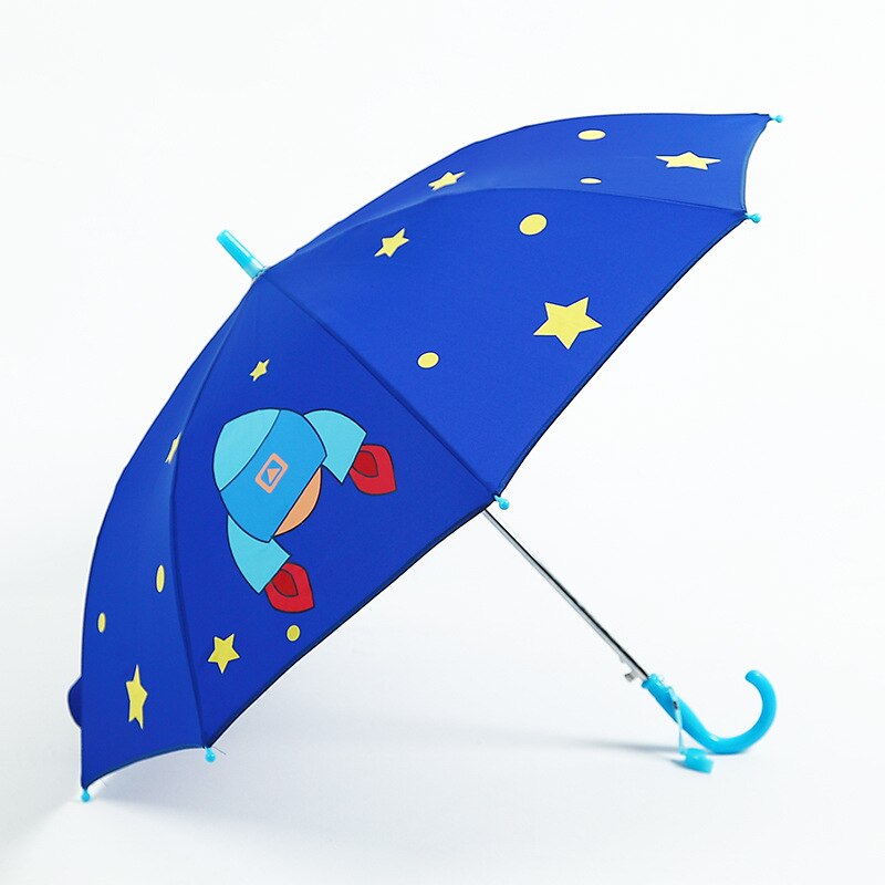 Paraply børn lang håndtag regn paraply til børn 3d dyr udskrive søde børn dreng pige solbeskyttelse børneværktøj lyserød  z524: Blå