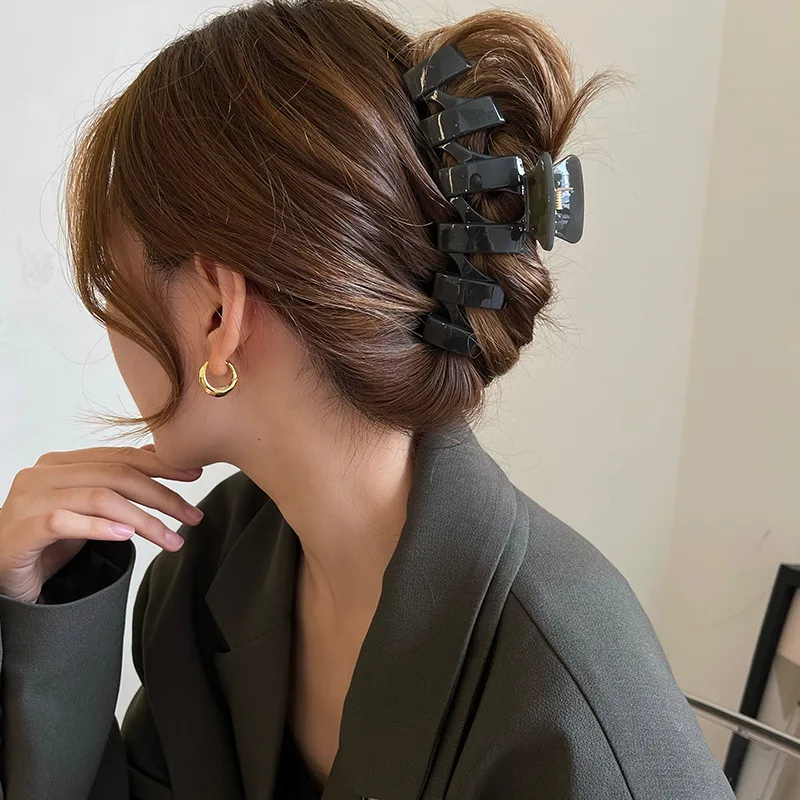 butikk, overdimensjonerte akrylhårklo krabbehårspenner i massiv plast til kvinner, butikk haihårspenner, hårtilbehør til jenter