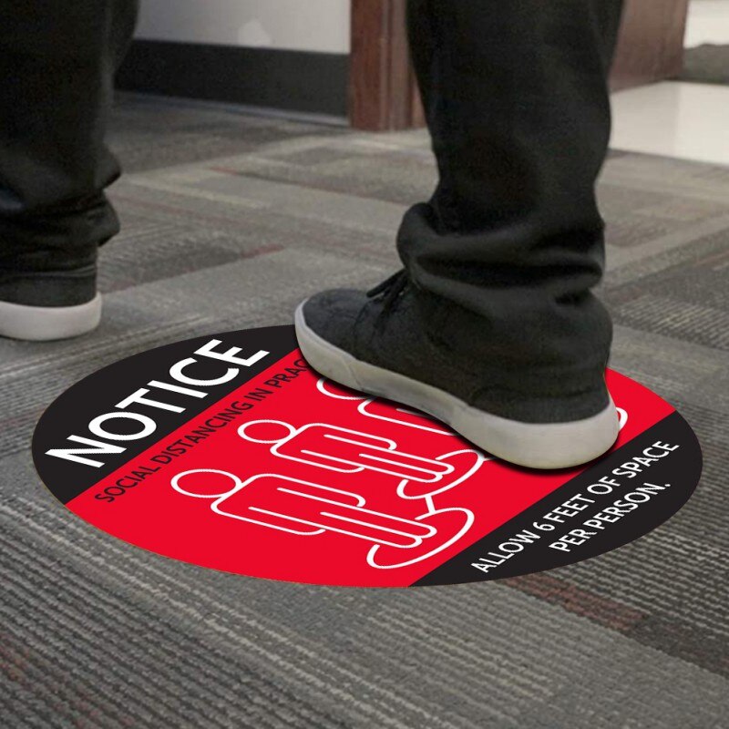 Social Distancing Floor Decals Safety Floor Sign Marker poster Maintain 6 Foot Distance Anti-Slip, Commercial Grade 11' Round