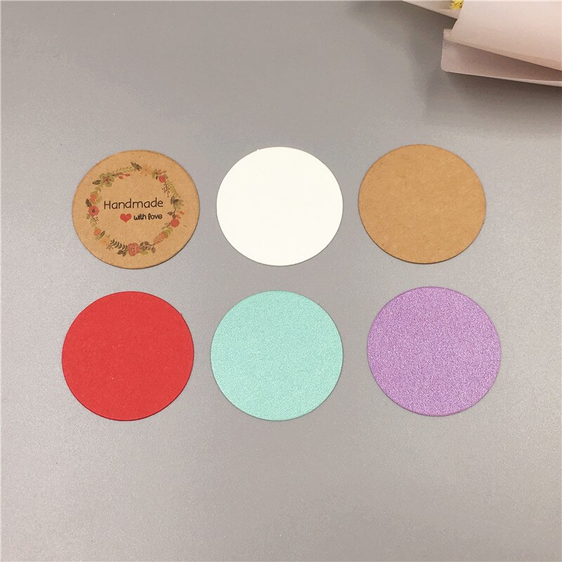 Etiquetas de papel Kraft colgantes para zapatos, suministros de , etiqueta de precio reciclable, de forma redonda multicolor, 300 unids/lote