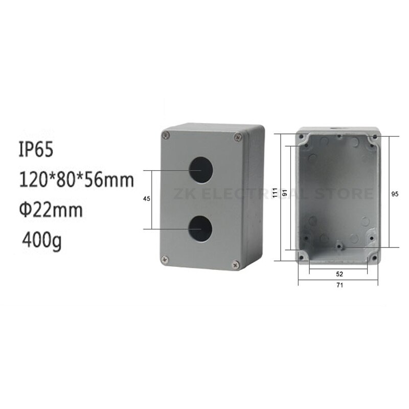 Boîte de commande de commutateur de bouton d'arrêt d'urgence, en alliage d'aluminium moulé en métal, ouverture de 22mm, trou 1234: Gris foncé
