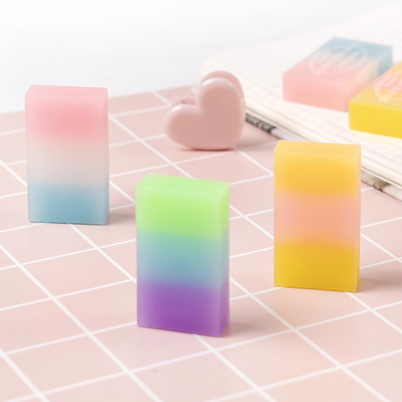 Cute Gradient Jelly Rubber Eraser Primary Student Prizes Promotional Stationery School Supplies Erasers for Kids
