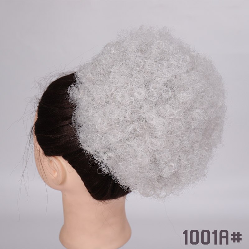 Ailiade hestehale højt hår puf klip i chignon bun hårstykke afro kinky krøllet syntetisk snoretræk hestehale hair extensions: 1001a
