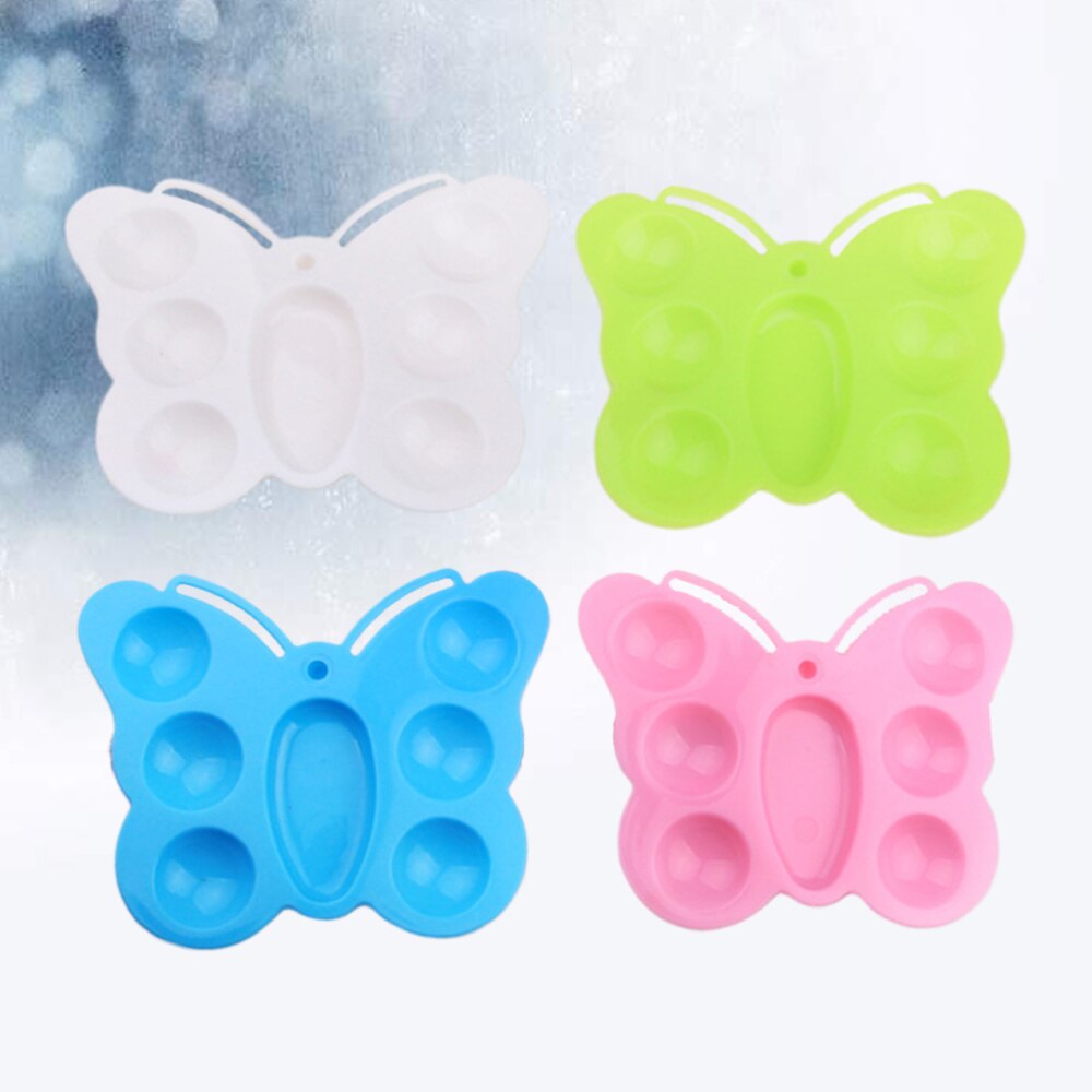 8Pcs Personality Shape DIY Art Paint Drawing Tray Palette(White Blue and Green): As Shown