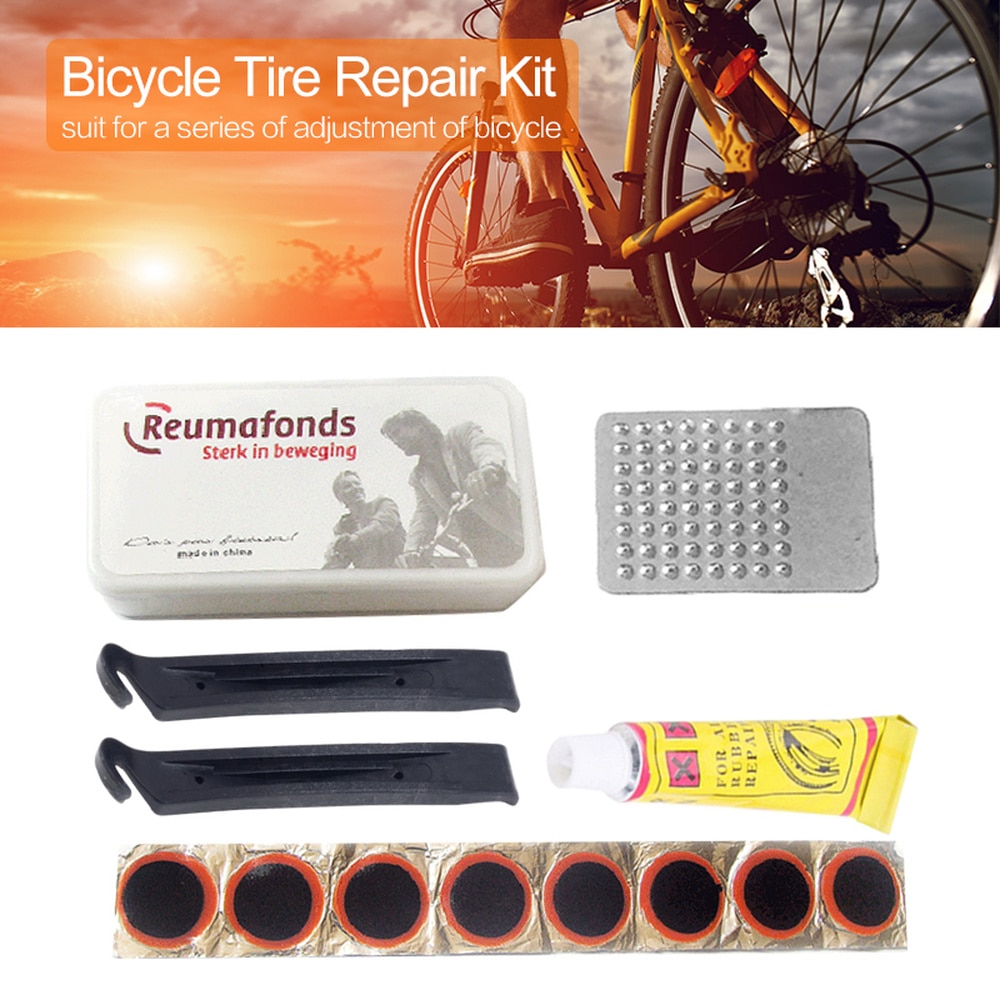 Fietsband Reparatie Kits Mountainbike Reparatie Tool Fietsen Flat Tire Repair Rubber Patch Lijm Hendel Set Band Fix Kit accessoires