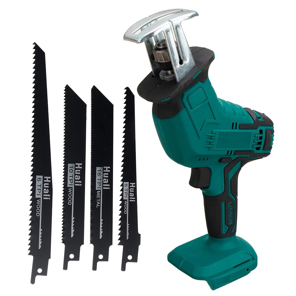 18V Cordless Electric Reciprocating Saw With 4 Saw Blades Woodworking Cutting Machine Garden Power Tools For Makita 18V Battery: Dark Blue