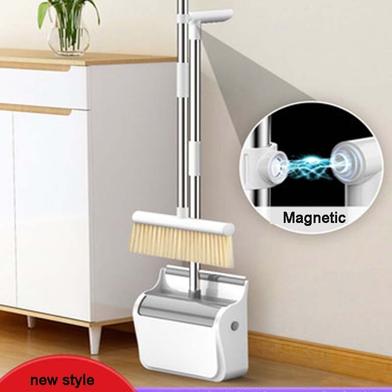 Broom and Dustpan Set Upright Standing Dust Pan With Extendable Broomstick Cleaning Brush Broom Dustpan Set for Home Wholesael