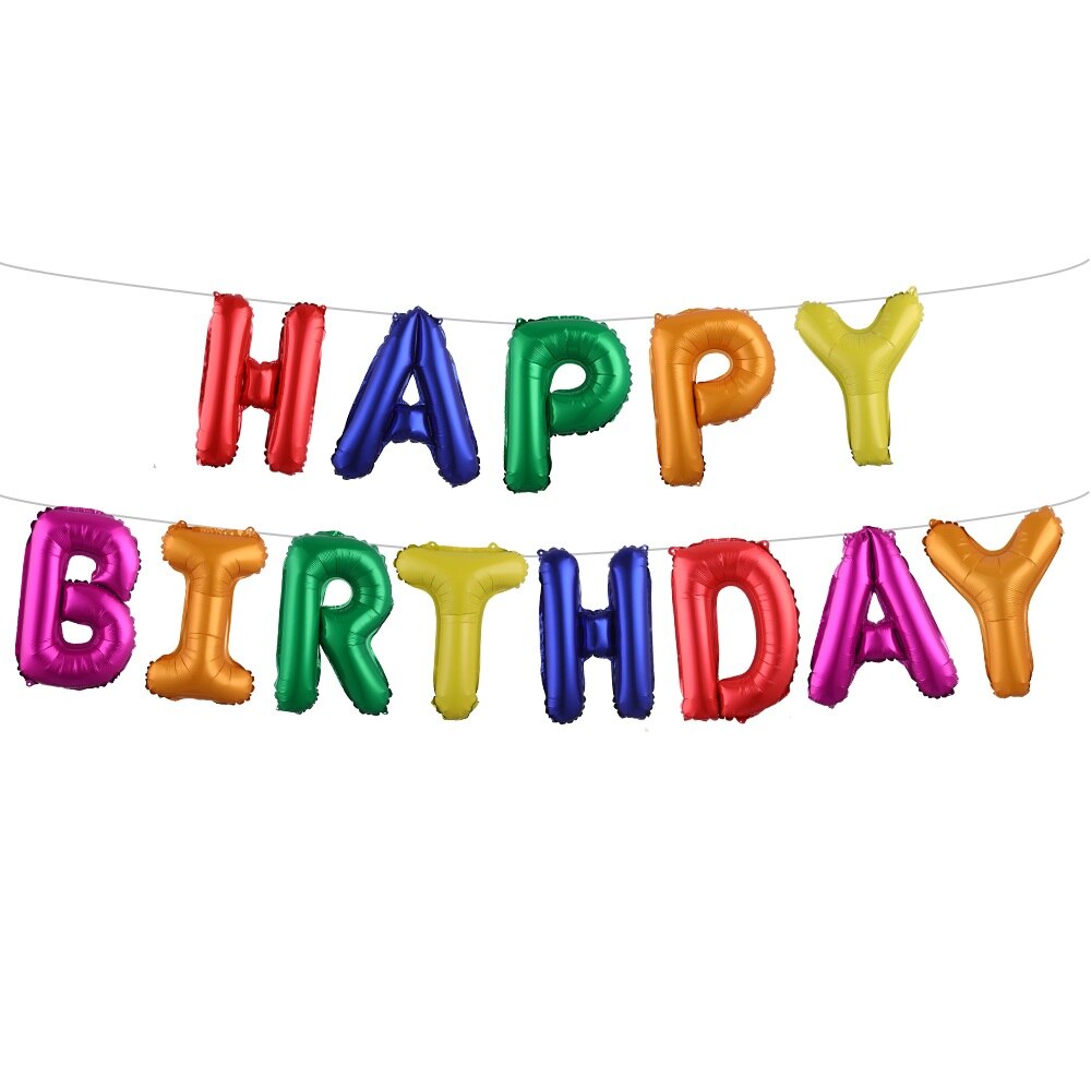 Ballons pour anniversaire, 13 pièces, lettres Happy Birthday, 16 pouces, décorations pour fête en aluminium, Rose or, argent, noir, fournitures de