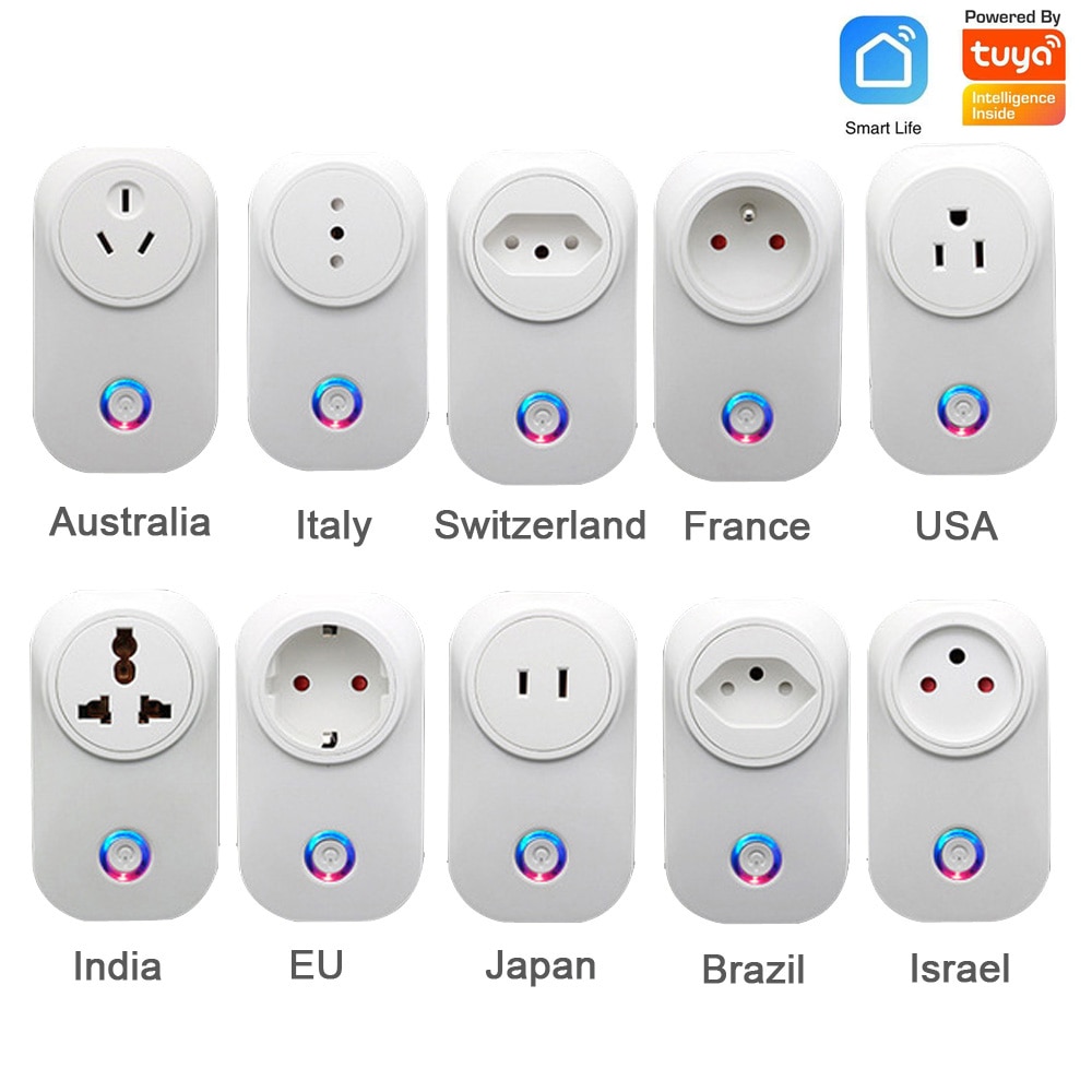 General Residential Wireless Power Plug Energy Monitor US AU UK Wall Switch Smart Life APP Control 2.4G WIFI Socket