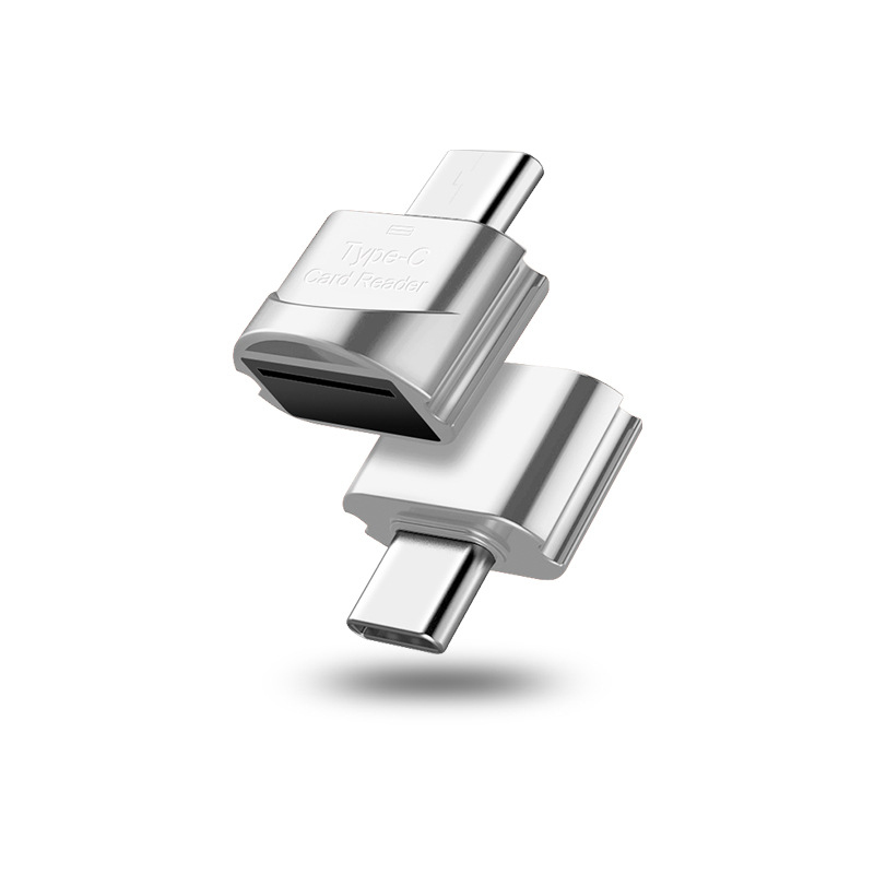 Micro SD to Type C Card Reader OTG USB Type-C Adapter Phone External Memory TF SD Card Adapter for Laptop Samsung Xiaomi: Silver