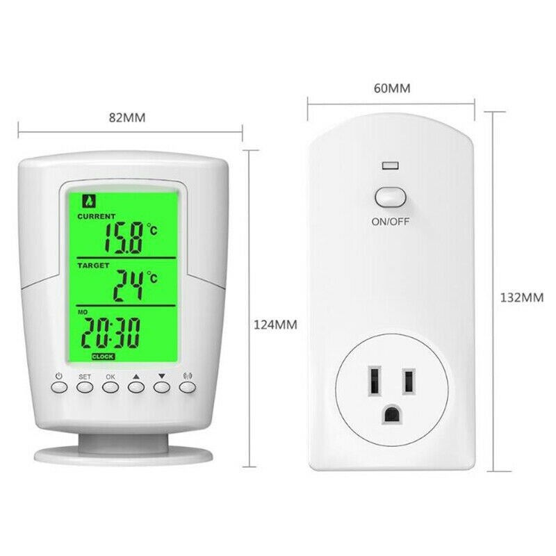 TS-2000 Programmable Thermostat Socket Intelligent Wireless LCD Display Green Backlight Home Smart Life Thermostats outlet
