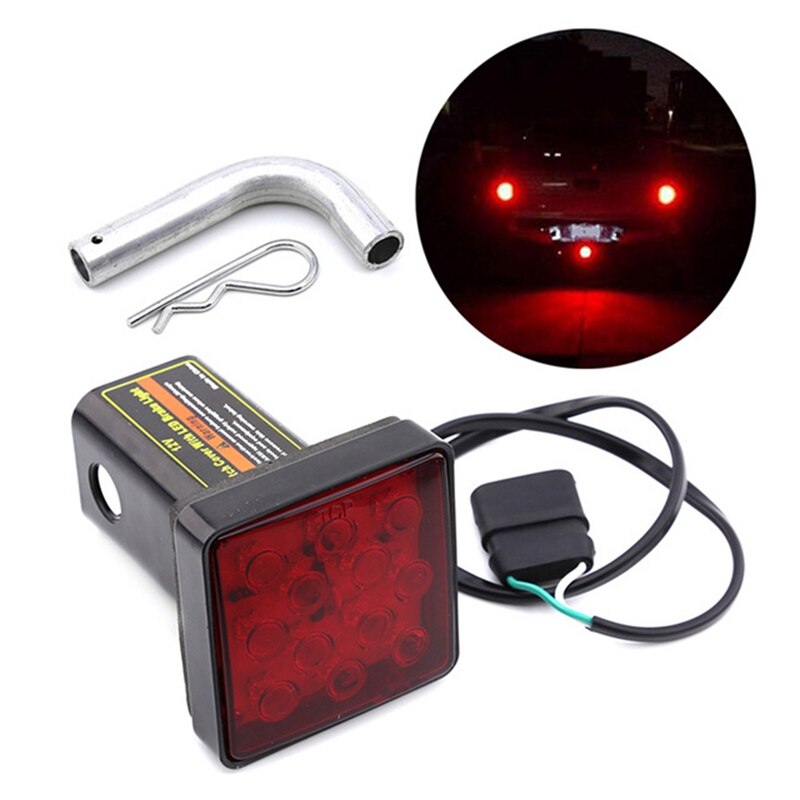 12-Led Brake Light Trailer Hitch Cover Fit Towing & Hauling 2 inch Standard Size Receiver for Chevrolet Gmc Nissan Ford(Red)