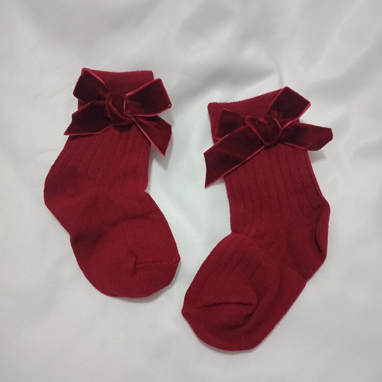 Tjejer tubstrumpor höst vår prinsessa spets rosett barn barn strumpor passar 1-10 år 1 par /2 st: Röd / L (7-10t)