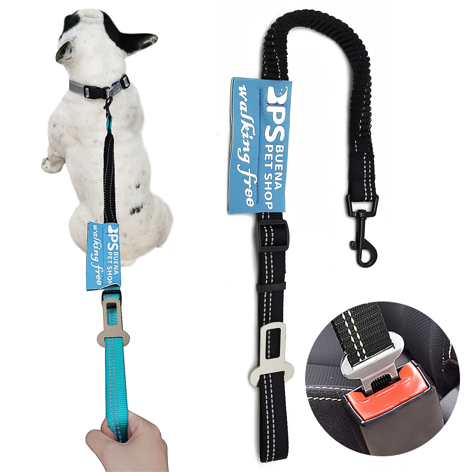 BPS Cinturón de Seguridad para Perro de Coche Árnes Correa Perro Ajustable con Hebilla de Fijación 70-100 cm: Negro