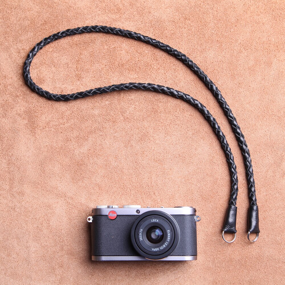 Cam-in  cs205 læder flettede slr kameraremme digital mikro enkelt kamera skulderrem rundt hul grænseflade lanyard