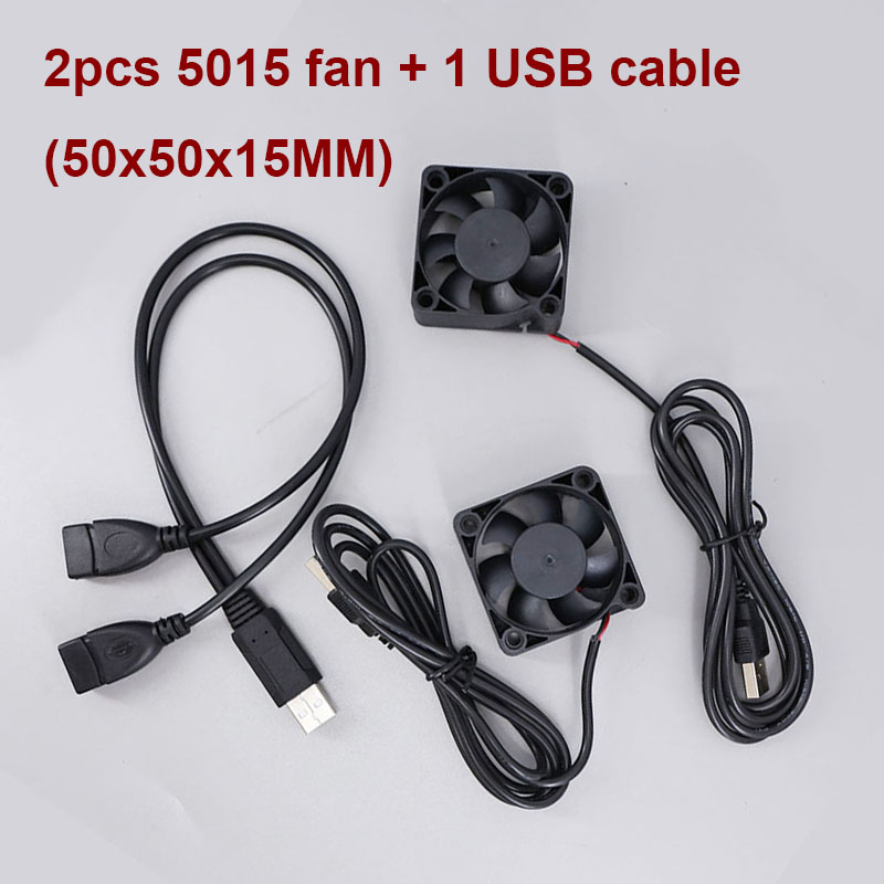Dual 40mm 50mm 60mm 80mm 90mm 120mm DC 5V Powered USB Fans with 2 in 1 USB Cable for AV Receiver DVR Cooling E: YELLOW