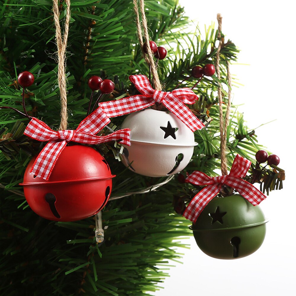 3Pcs Diy Kerstboom Ambachtelijke Metalen Sneeuwvlok Jingle Bell Kralen Merry Christmas Bell Voor Kerstboom Ornament Decoratie