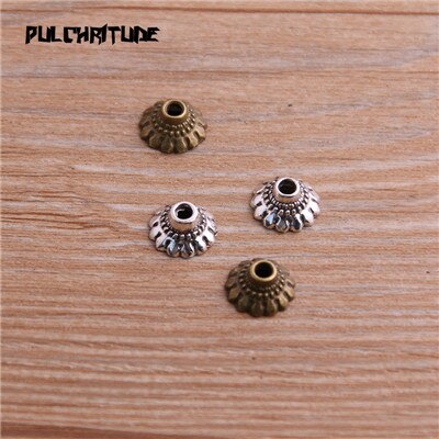 100pcs 5*10*10mm Two Color Retro Bead Caps Charm Hollow Flower Pendants Jewelry Accessories DIY Receptacle Charms: Two color