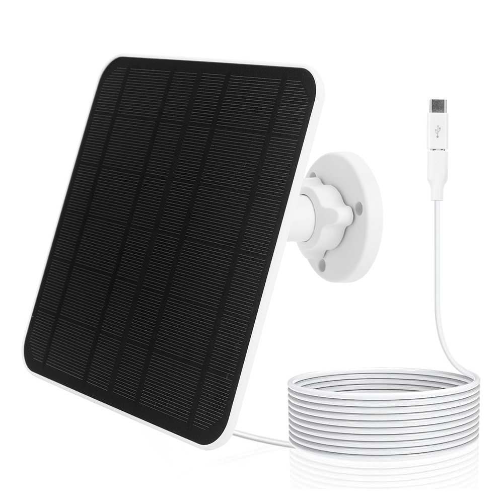 Wodoodporny panel słoneczny 5V 6W Ładowarka do kamer z ogniwami słonecznymi Port Micro USB i USB-C 360 ° Regulowany panel słoneczny do Eufycam 3/3C/2/2: Black
