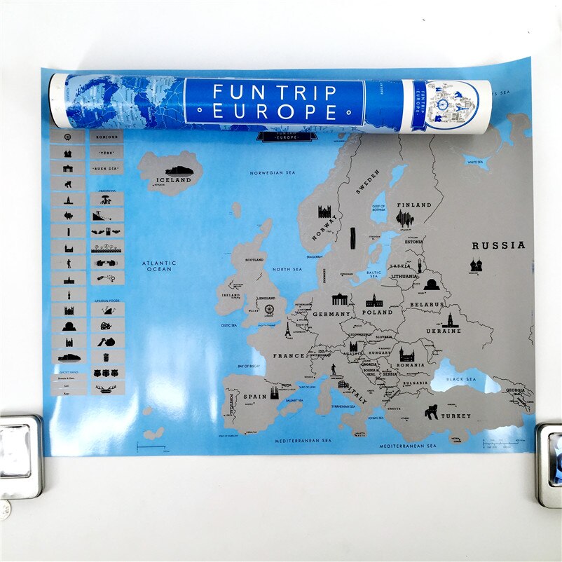 Scratch Europe Map DIY Art Paper Travel Vacation Personal Mark Wall Decoration 55