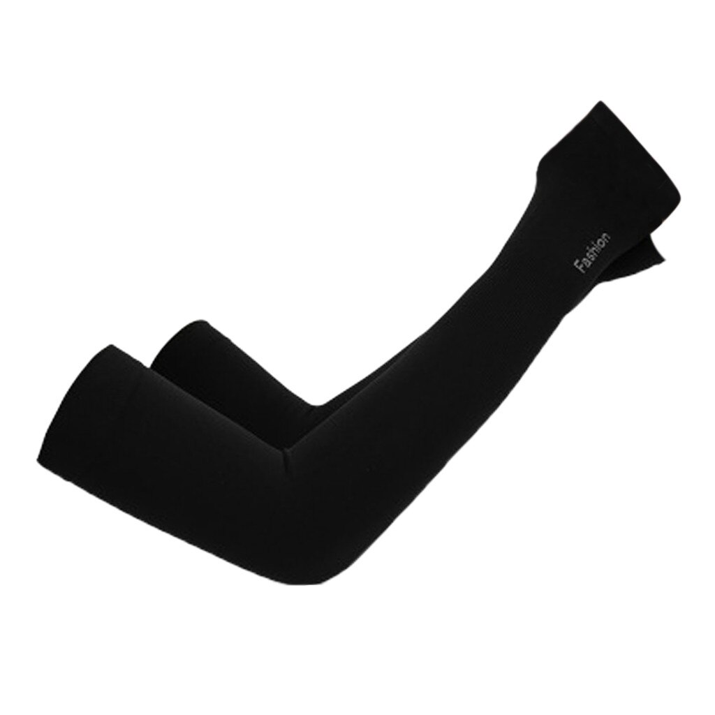 2 pezzi maniche braccio sportivo UV protezione solare antiscivolo manica di seta ghiaccio protezione solare estate guanti Unisex guanti da equitazione all'aperto per interni: Black