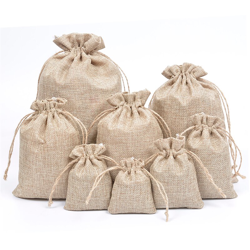 eco-friendly Shopping Bag Linen Storage Package Bags Drawstring Bag Small Coin Purse Travel Women Cloth Bag Pouch