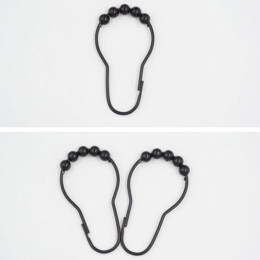 Ganchos de Metal para anillos de cortina, rodamientos de bolas de rodillo de ducha, Clips colgantes silenciosos, decoración del hogar, accesorios de baño, 12 Uds.