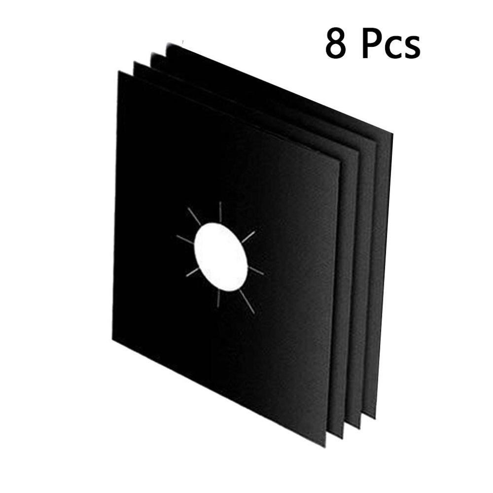4/6/8 stk gaskomfur beskyttelse pad beskyttelse genanvendeligt komfur beskytte gasbrænder giftfri sikker fødevarekontakt nem installation: Sort 8 stk