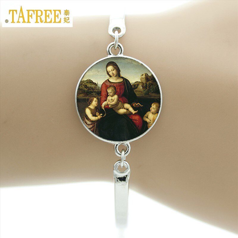 TAFREE marca nostra signora di glas bracciale vergine madre maria religiosa cattolica cupola di vetro braccialetto madonna gioielli con ciondoli D1010: VM16