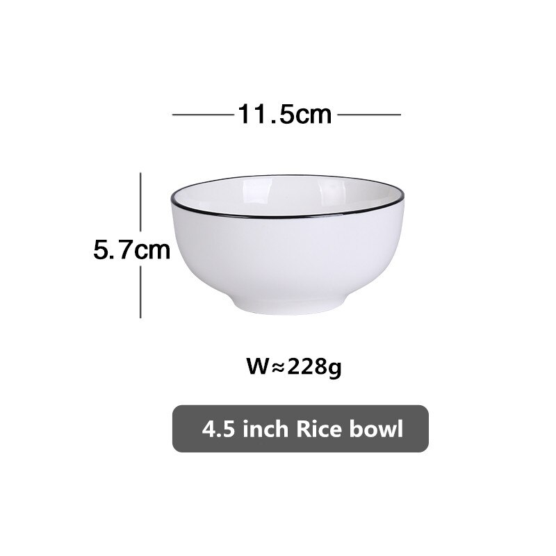 White Dinner Plate Set Ceramic Kitchen Plate Tableware Set Food Dishes Rice Salad Noodles Bowl Soup Kitchen Cook Tool 1pc: 11.5cm Rice bowl