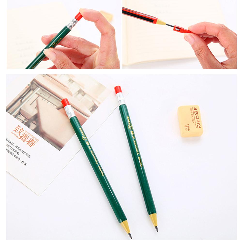 2Pcs 2.0mm Simulated Pencil Mechanical Pencil Drawing Writing 2B Propelling Pencils for Kids School Supplies Korean Stationery