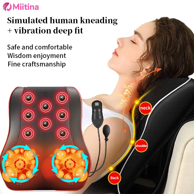Elektrische Shiatsu Hoofd Nek Cervicale Tractie Body Massager Auto Rugkussen met Verwarming Vibrerende Massage Apparaat Gezondheidszorg