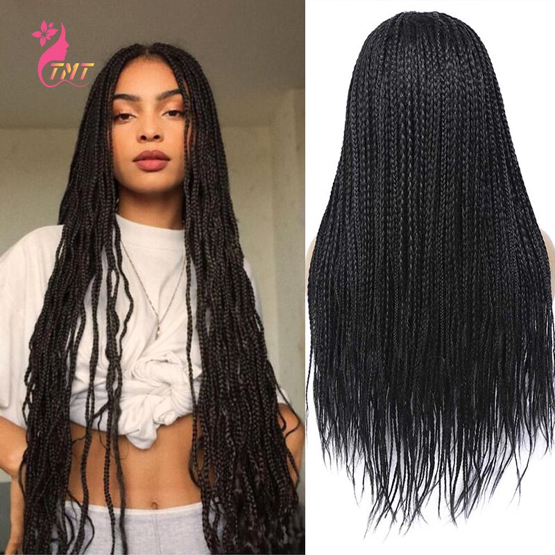 26 Inch Long Synthetic Box Braided Wigs For Black Women TMT Ombre ...