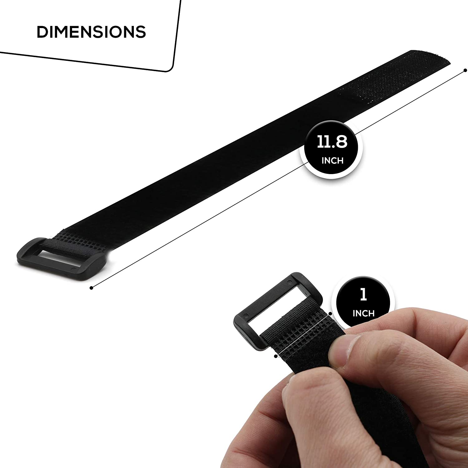 Sangles de câble réutilisables, 10 pièces, sangles de fixation à crochet et boucle de polyvalente, attaches de câble réglables, en Nylon noir, largeur 2.5cm