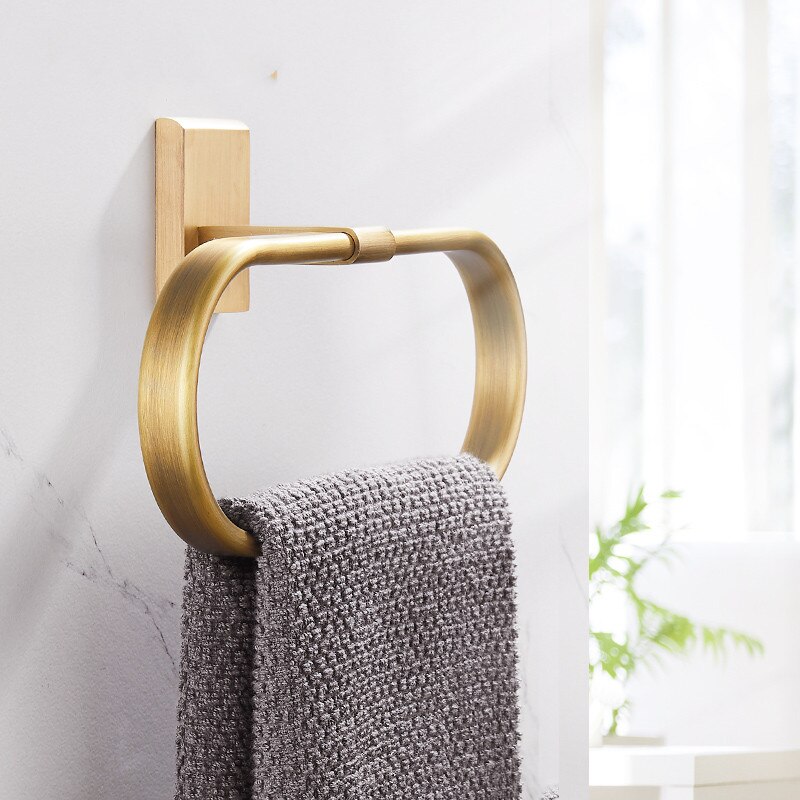 Luxe Messing Goud Handdoek Ring Antieke Handdoekhouder Wall Mounted Zwarte Handdoek Bar Badkamer Accessoires Fashinonal